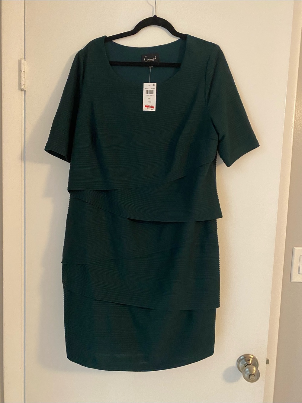 Caramel Dark Green Tiered Midi Dress
